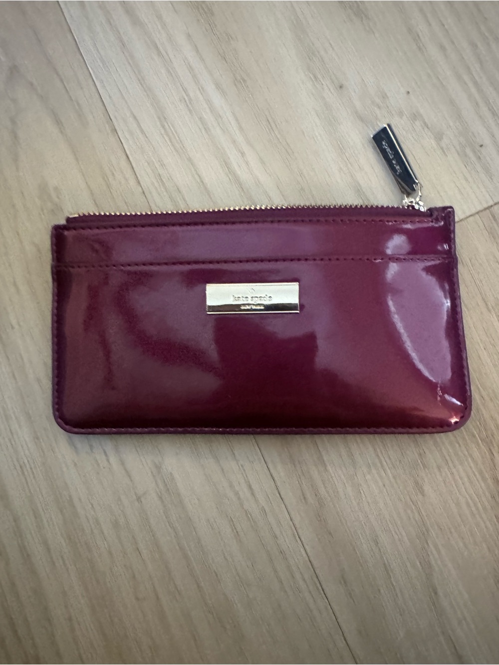 kate spade Patent Leather Zip Wallet - Wine